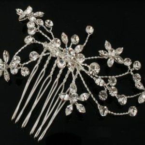 Floral Rhinestone Comb
