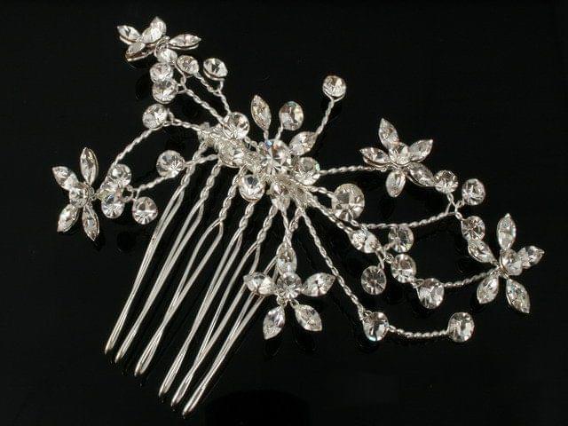 Floral Rhinestone Comb