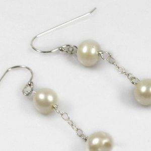 Two Pearl Dangle Earrings