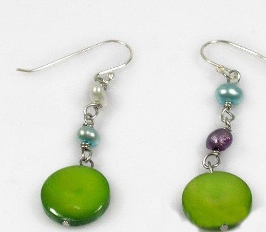 Funky Round Pearl Earrings