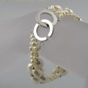 Three Strand Twisted Freshwater Pearl Bracelet