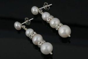 Pearl Antique Style Earrings Three Pearl