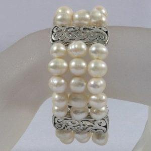 Triple Pearl Strand Bracelet