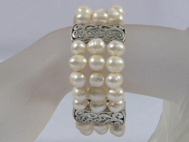 Triple Pearl Strand Bracelet