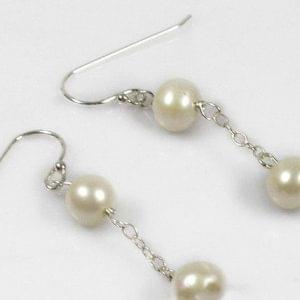 Two Pearl Dangle Earrings