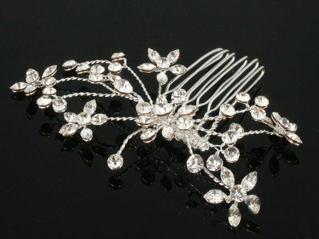 Floral Splash Pearl & Rhinestone Comb