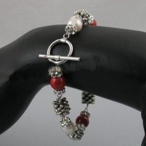 Red & White Charm Style Bracelet