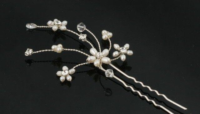 Freshwater Pearl & Crystal Hair Pin - Image 2