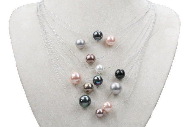 Pearl Multi Coloured Floating Necklace
