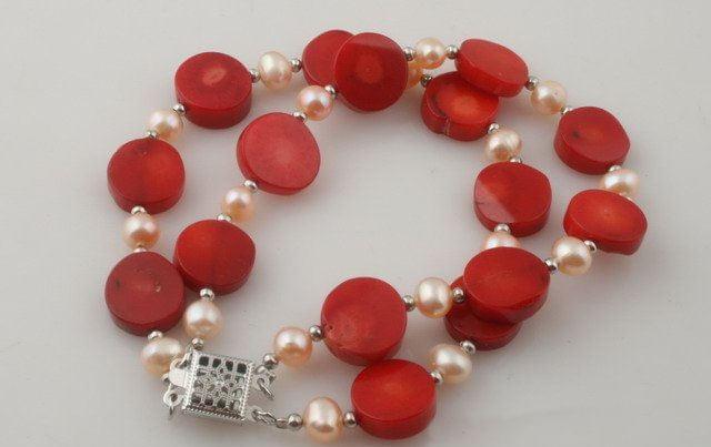 Red Coral & Pearl Bracelet