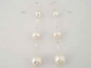 Pearl Three Drop Dangle Earrings