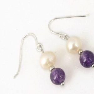 Pearl & Amethyst Dangle Earrings