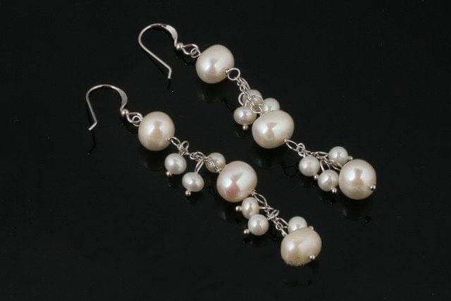 Cluster Drop Pearl Earrings - Image 2